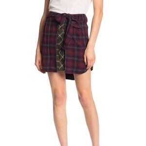 Rag & Bone Felicity Skirt 8 Tie Waist Button Front Rebel Punk Plaid Mini Wool